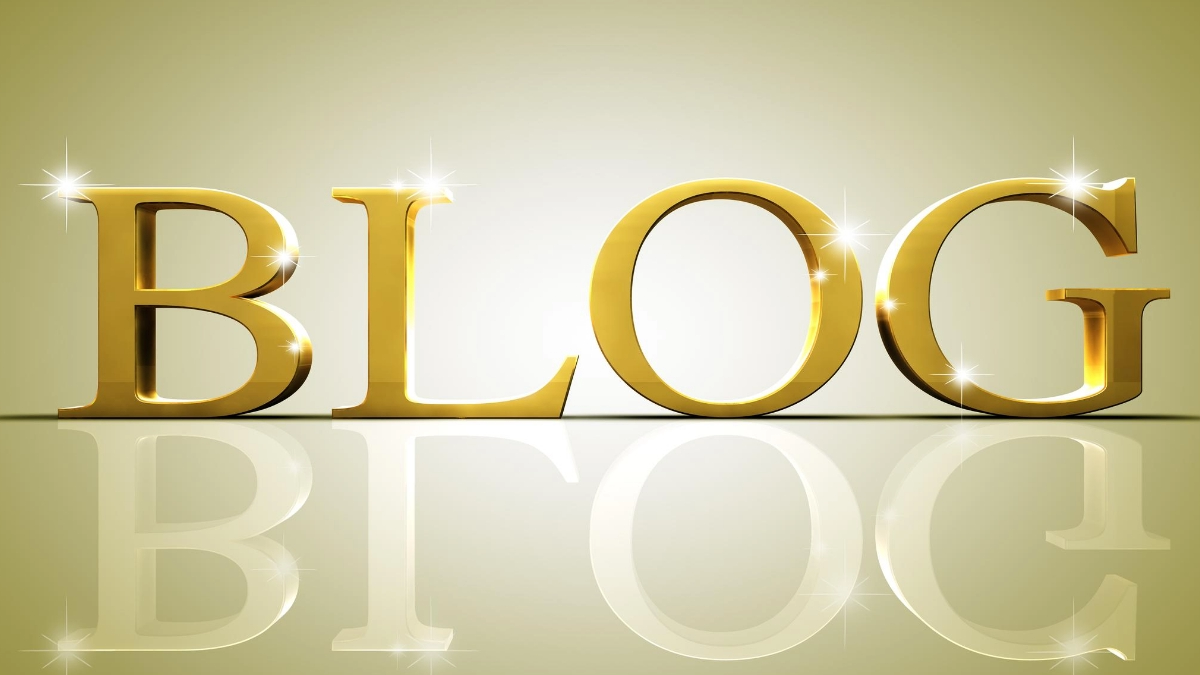 The Blogging Featured image with the word Blog reflected in gold